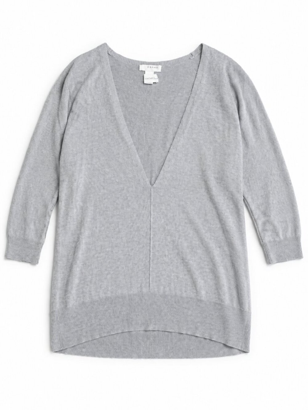 Kenar Gray Cotton Modal V-Neck Tunic Sweater S